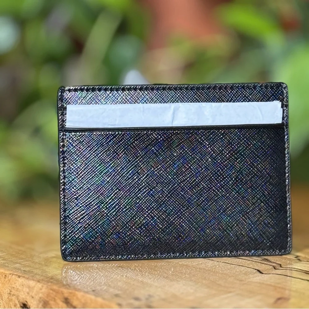 NIB ♠️ Kate Spade ♠️ Kenzie Saffiano Patent Slim Cardholder - Black and Gold